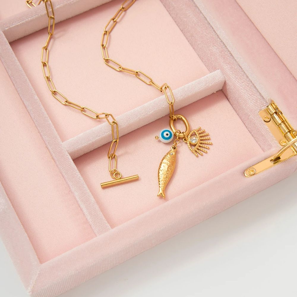 Gold Fish Charm Necklace