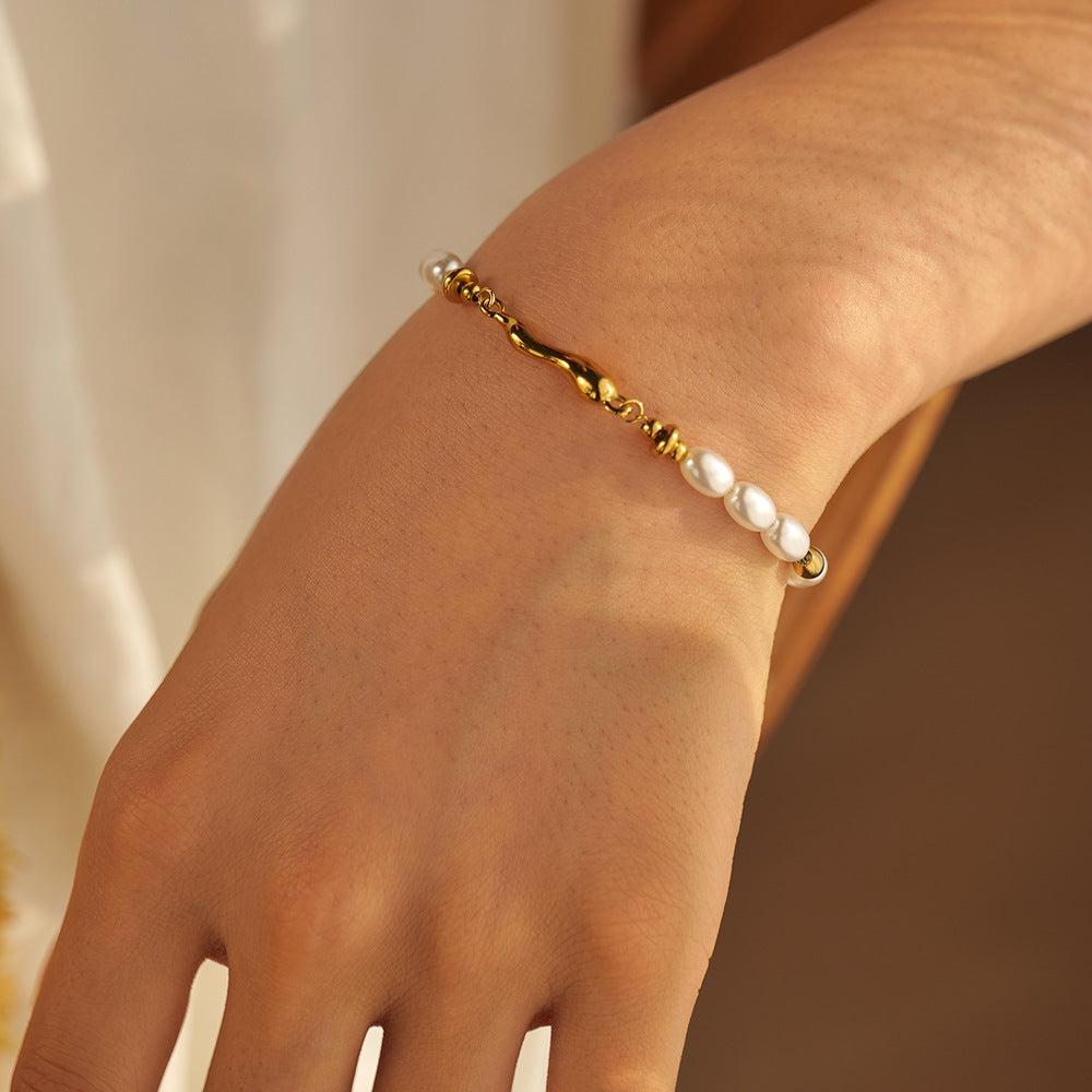 Gold Freshwater Pearl Bracelet