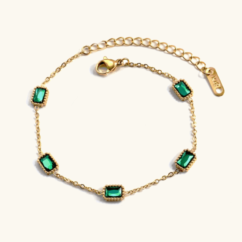 Gold Green Crystal Bracelet