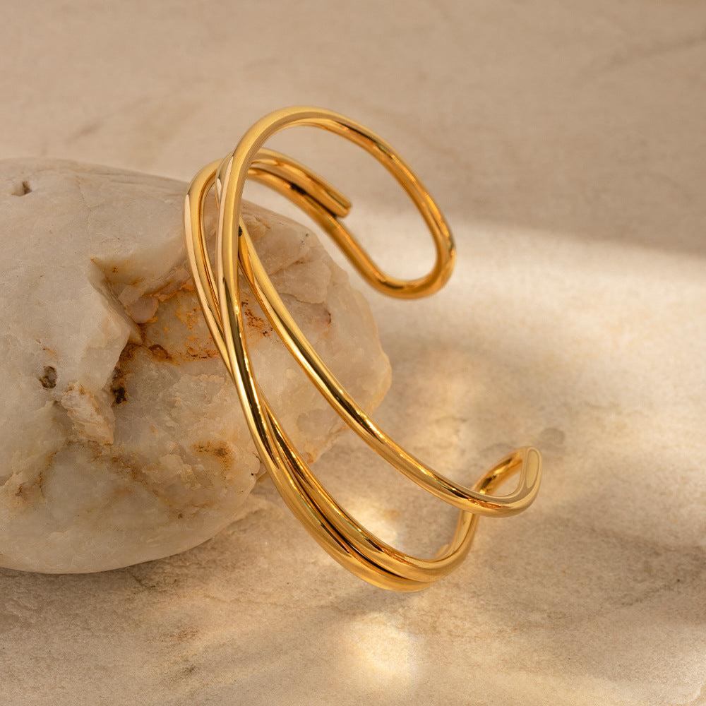 Gold Twist Open Cuff Bracelet