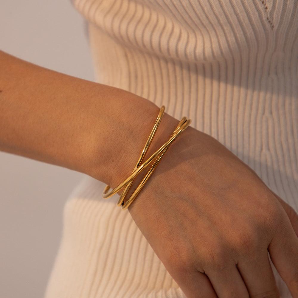 Gold Twist Open Cuff Bracelet