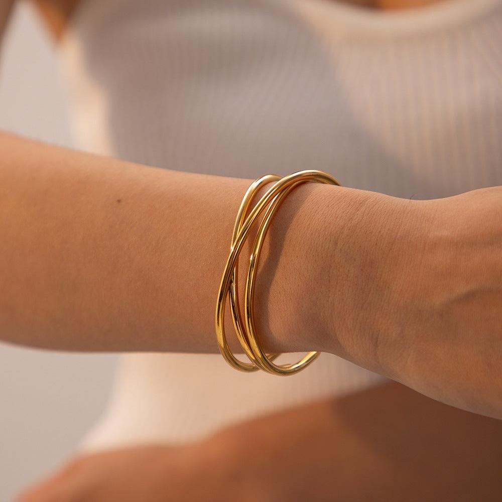 Gold Twist Open Cuff Bracelet