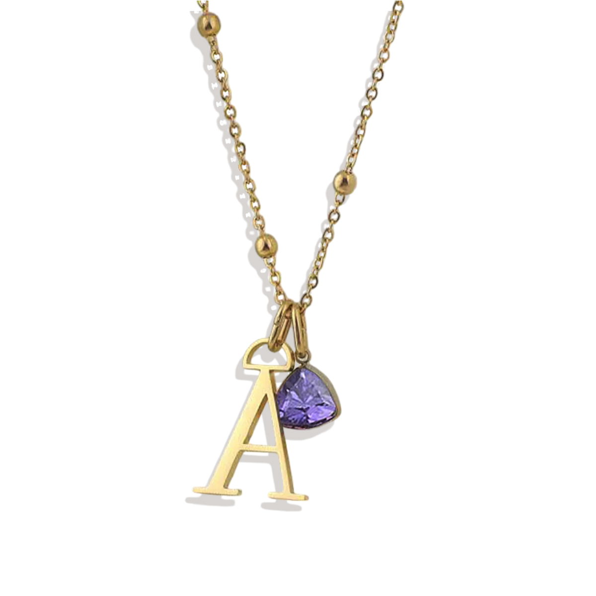 Droplet Birthstone & Initial Necklace