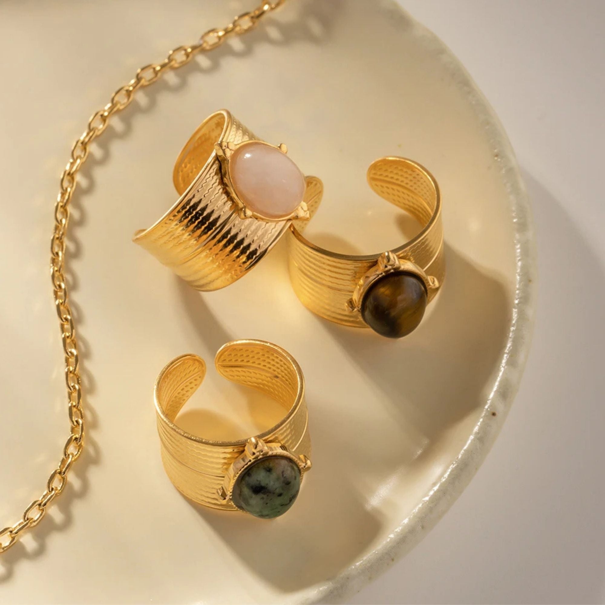 Adjustable Gemstone Cuff Ring