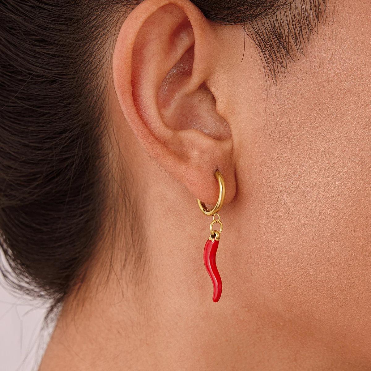 Chili Pepper Hoop Earrings