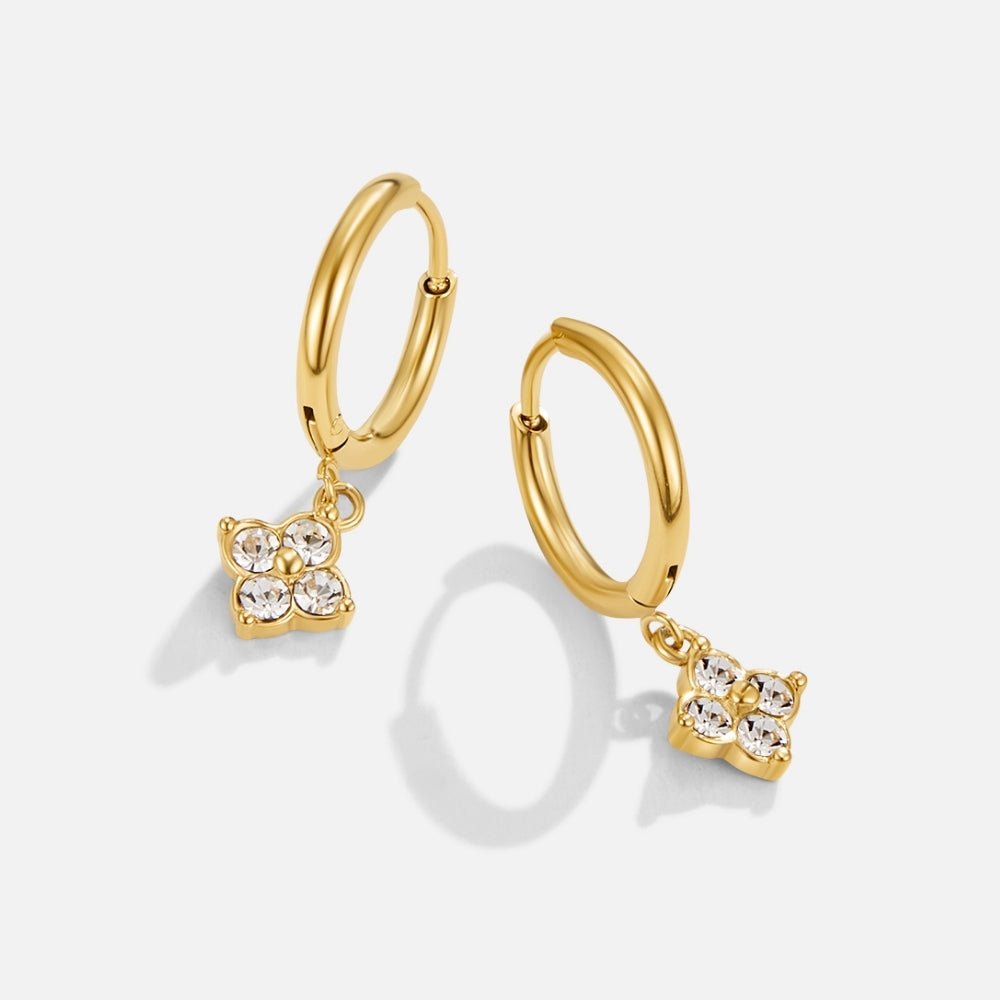 Crystal Four Leaf Clover Drop Earrings