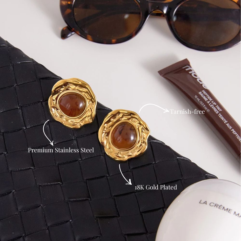 Hammered Amber Earrings