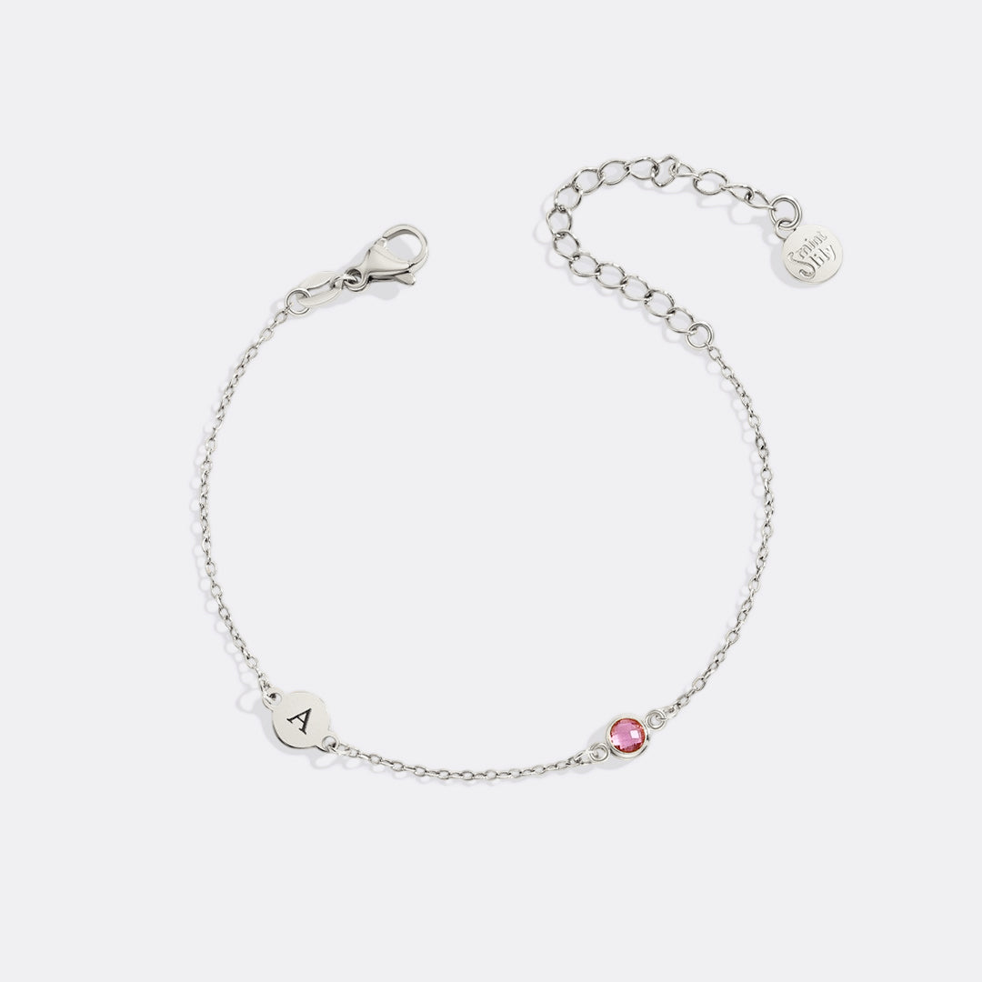 Dainty Initial and Birthstone Bracelet