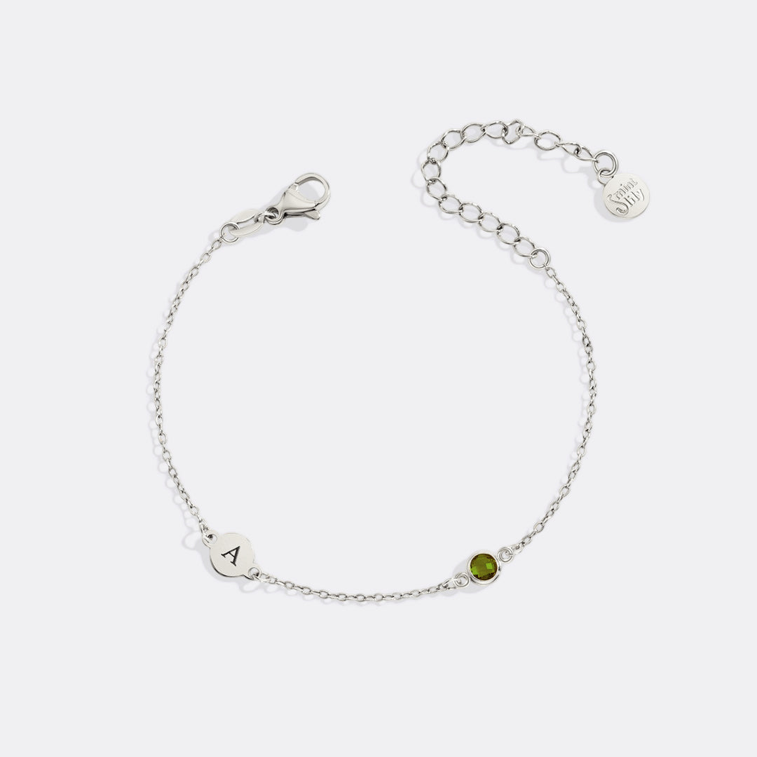 Dainty Initial and Birthstone Bracelet