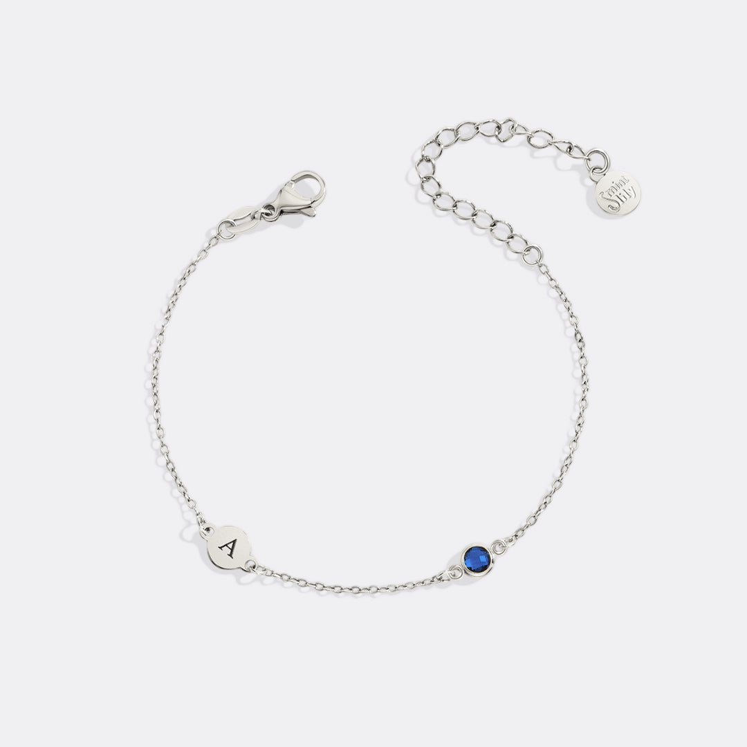 Dainty Initial and Birthstone Bracelet