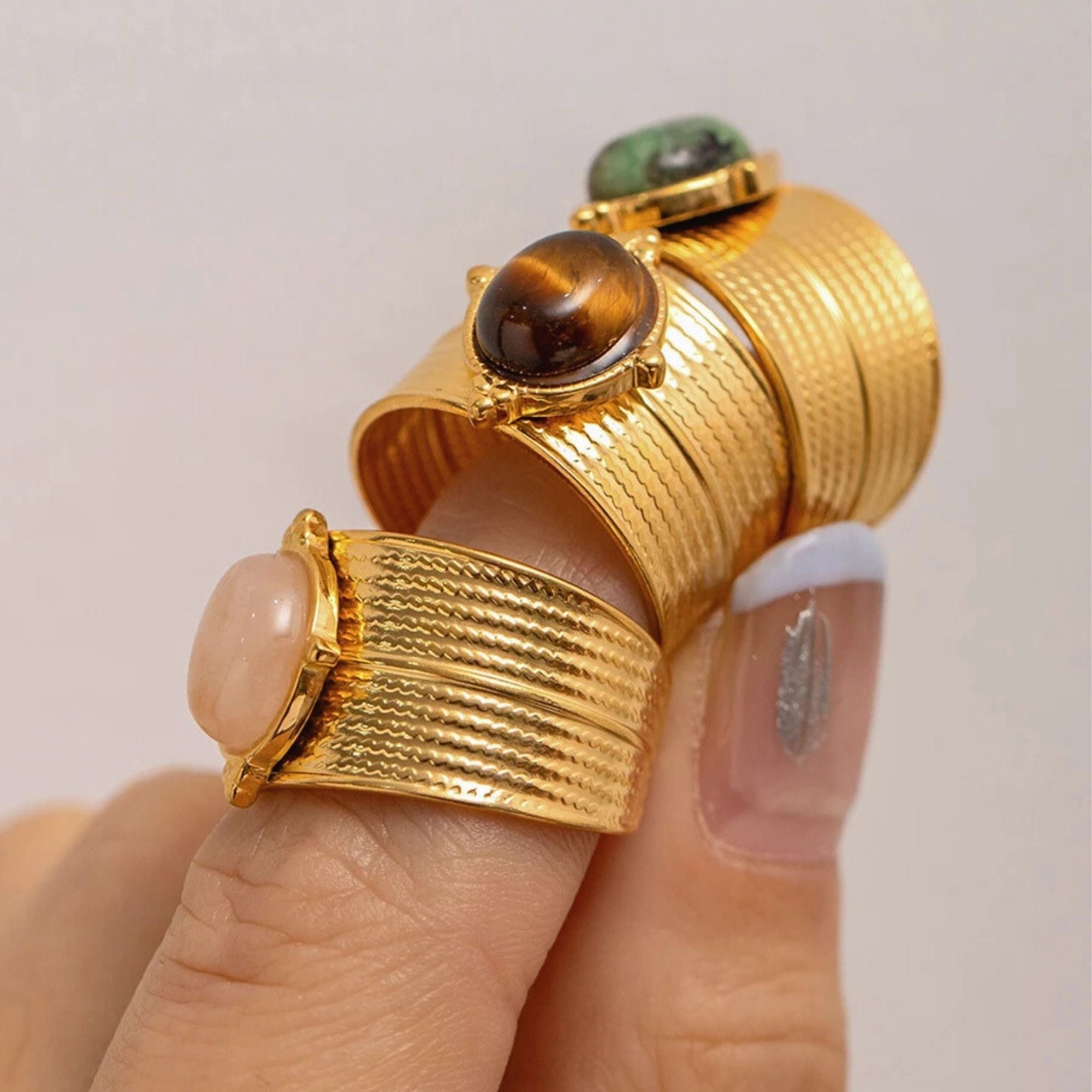 Adjustable Gemstone Cuff Ring