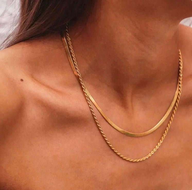 Halskæde med dobbelt kæde og lag