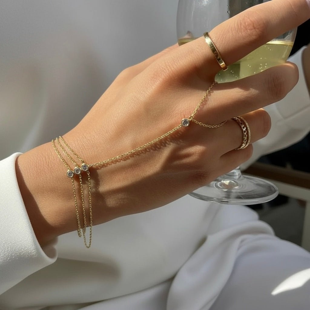 Gold Trio Hand Chain Bracelet