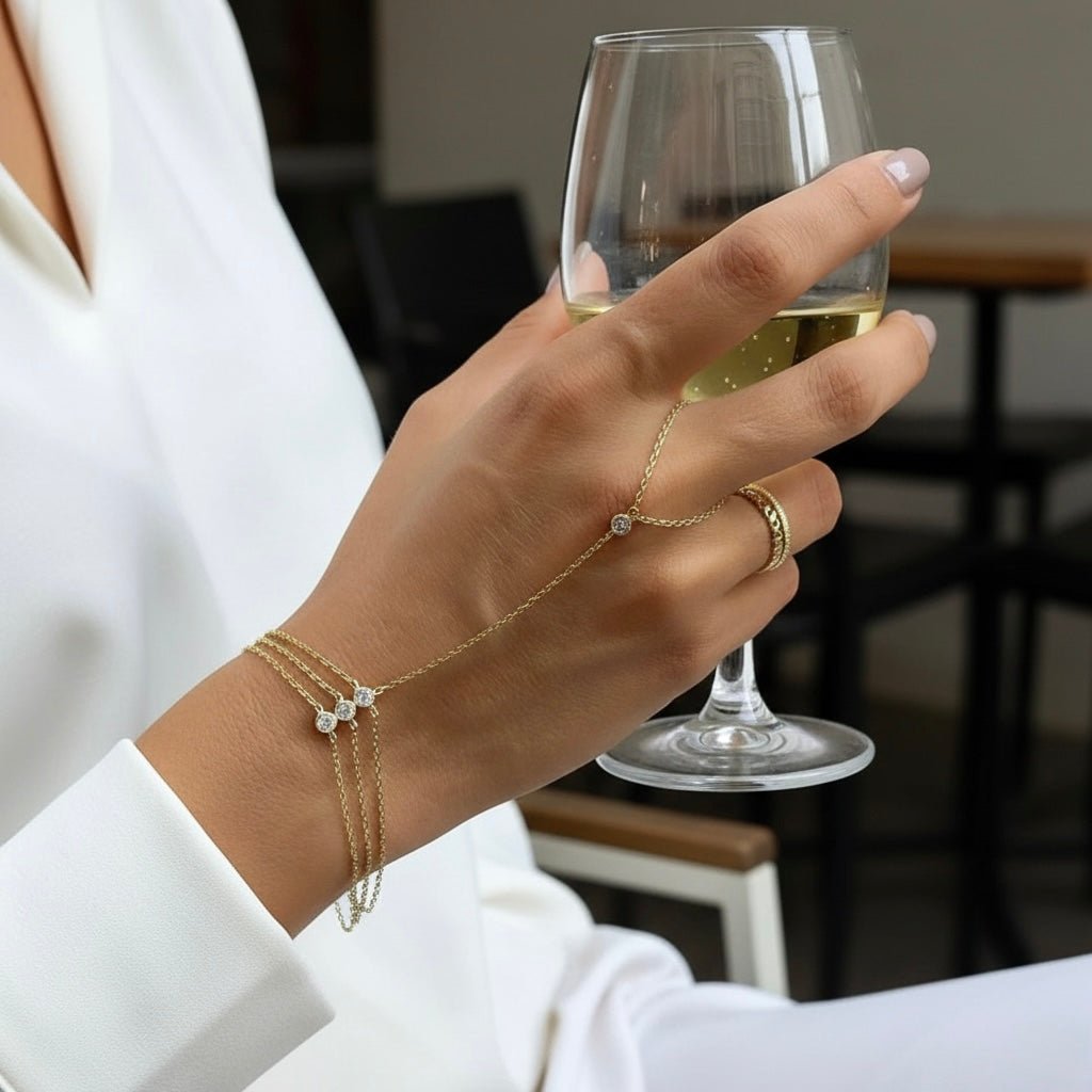 Gold Trio Hand Chain Bracelet