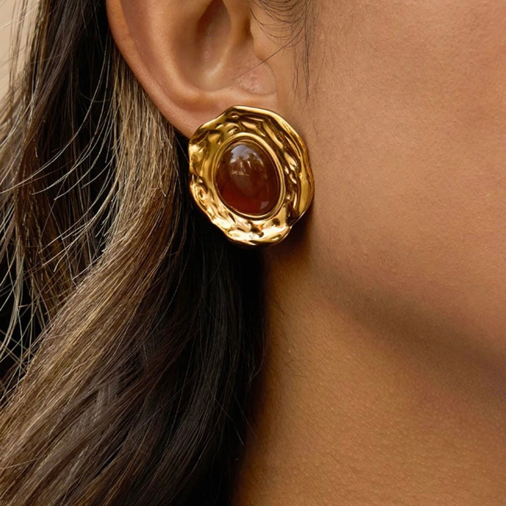 Hammered Amber Earrings