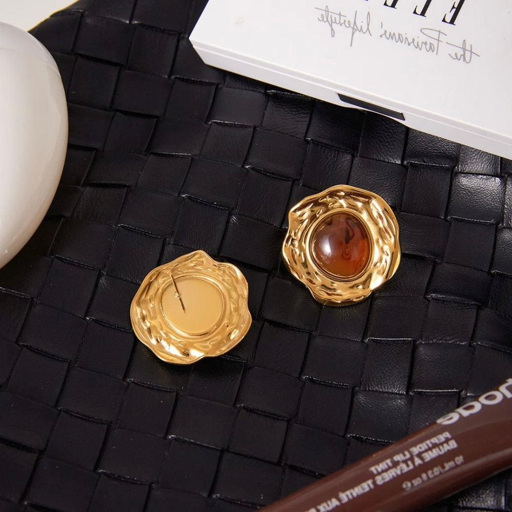 Hammered Amber Earrings