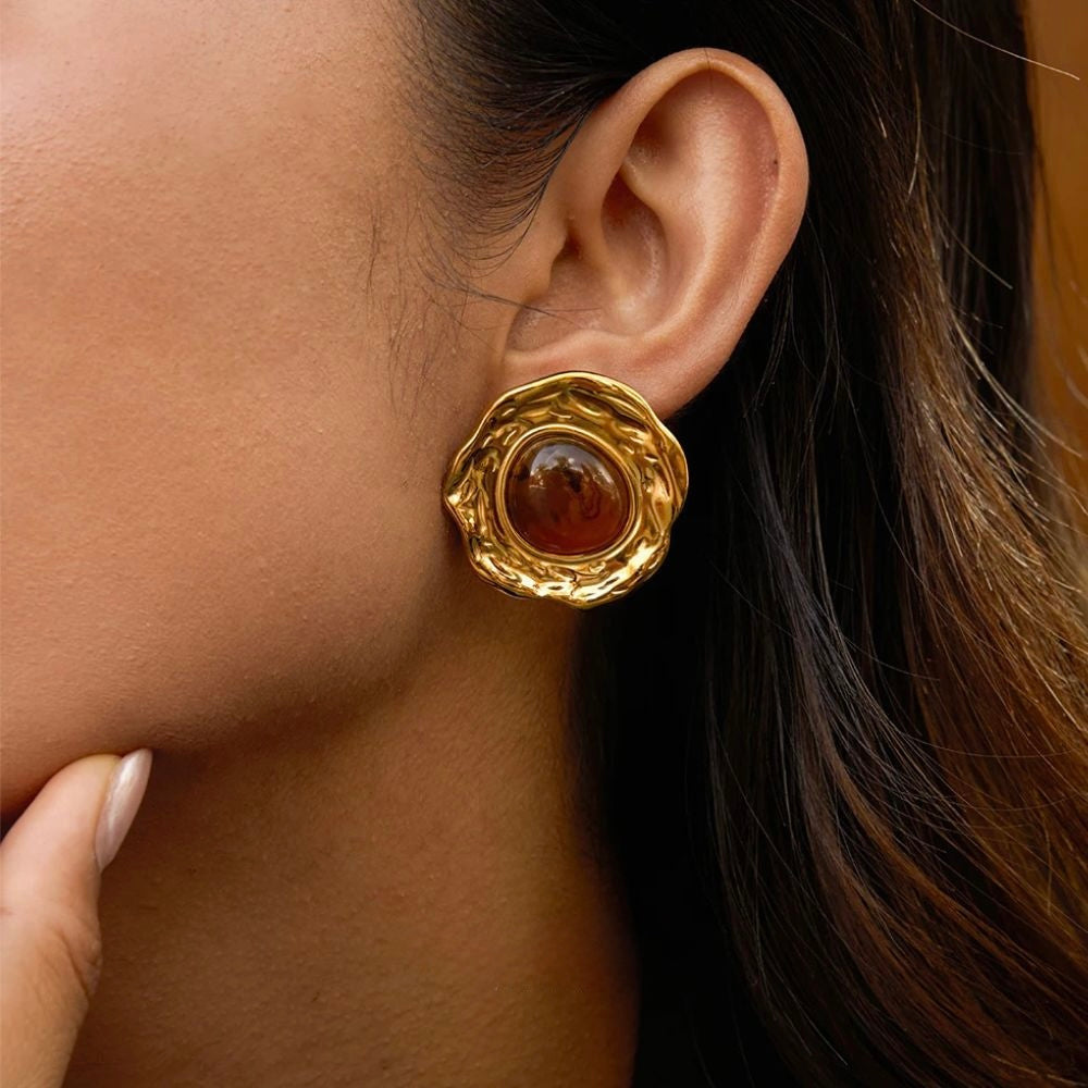 Hammered Amber Earrings