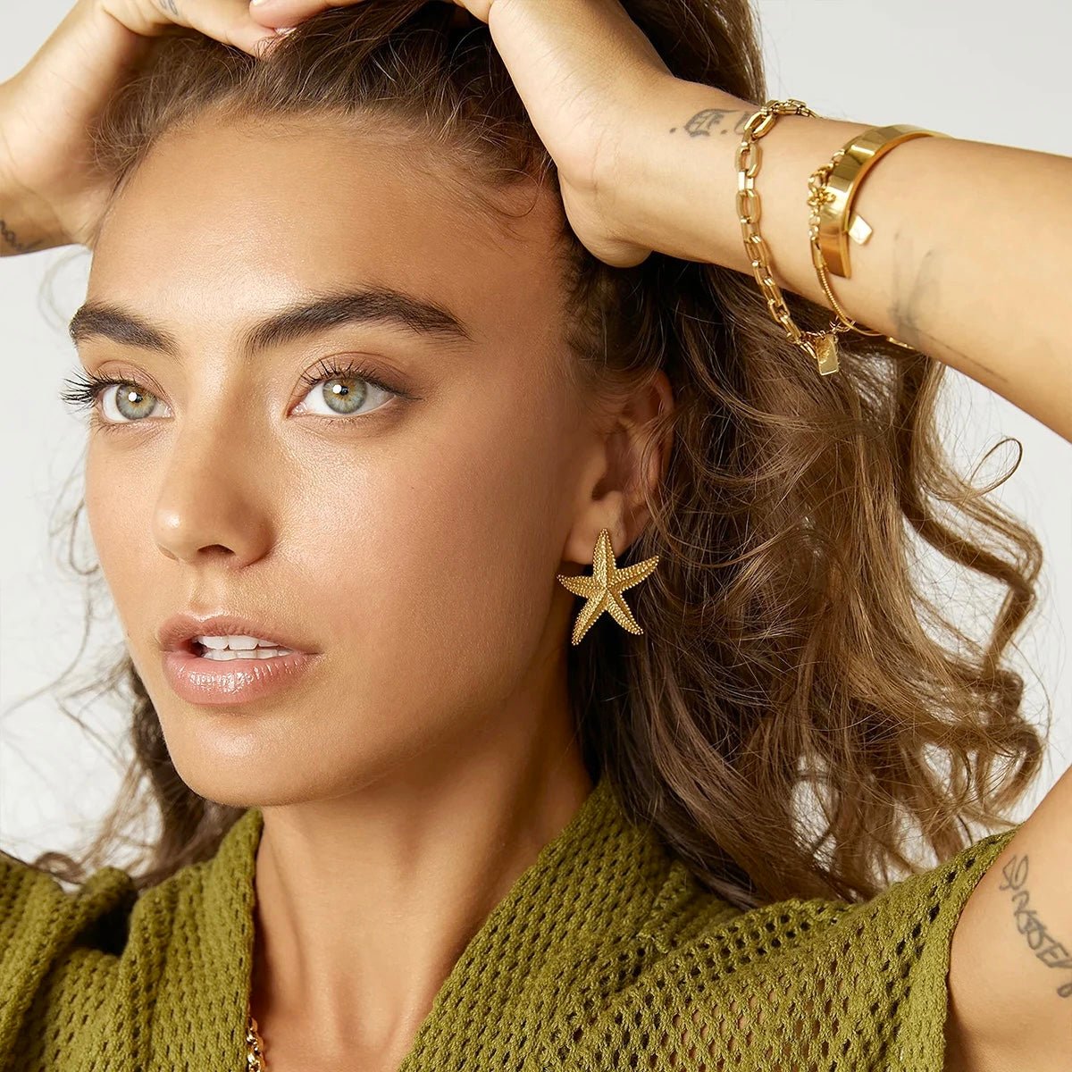 Golden Starfish Earrings