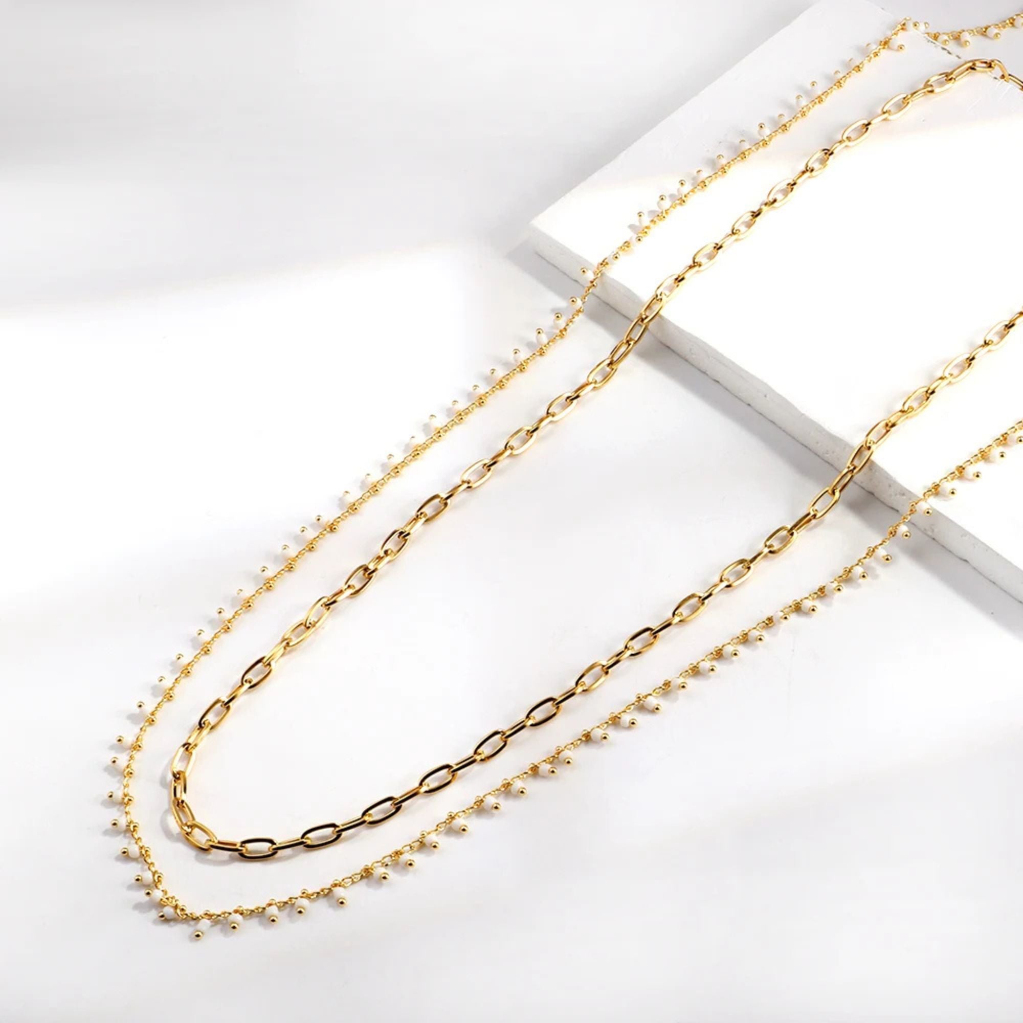 Duo Glow Waist Chain – Gold 2-in-1 Layered Body Chain with Pearl Details