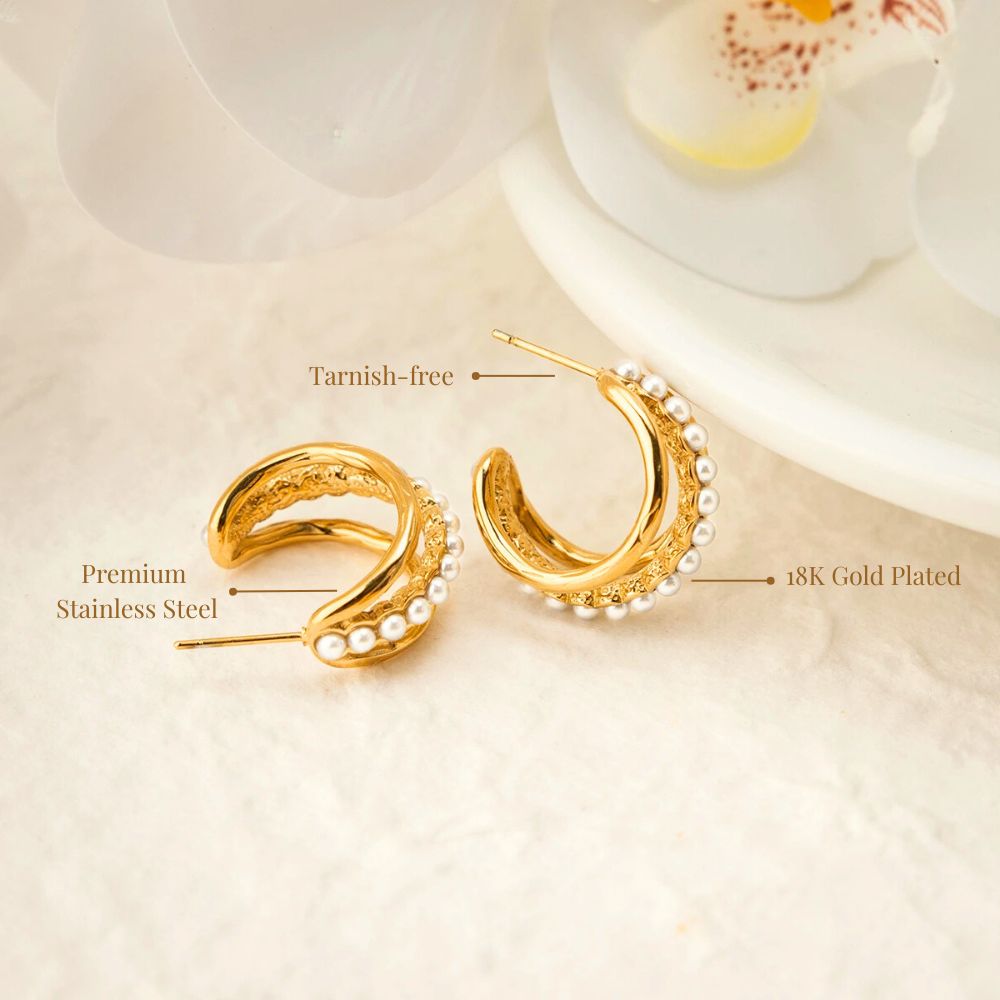 Pearl Layered Hoop Earrings