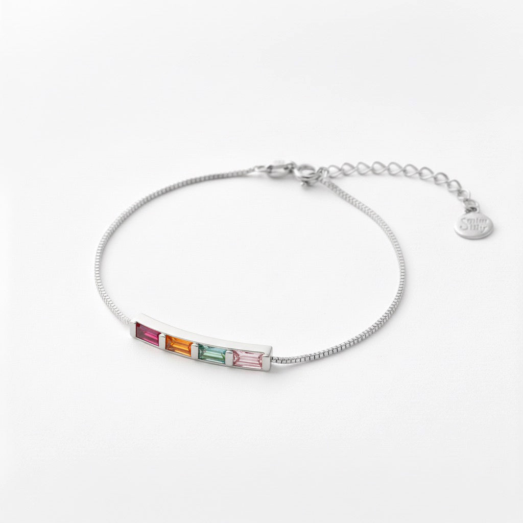 Dainty Baguette Birthstone Bracelet