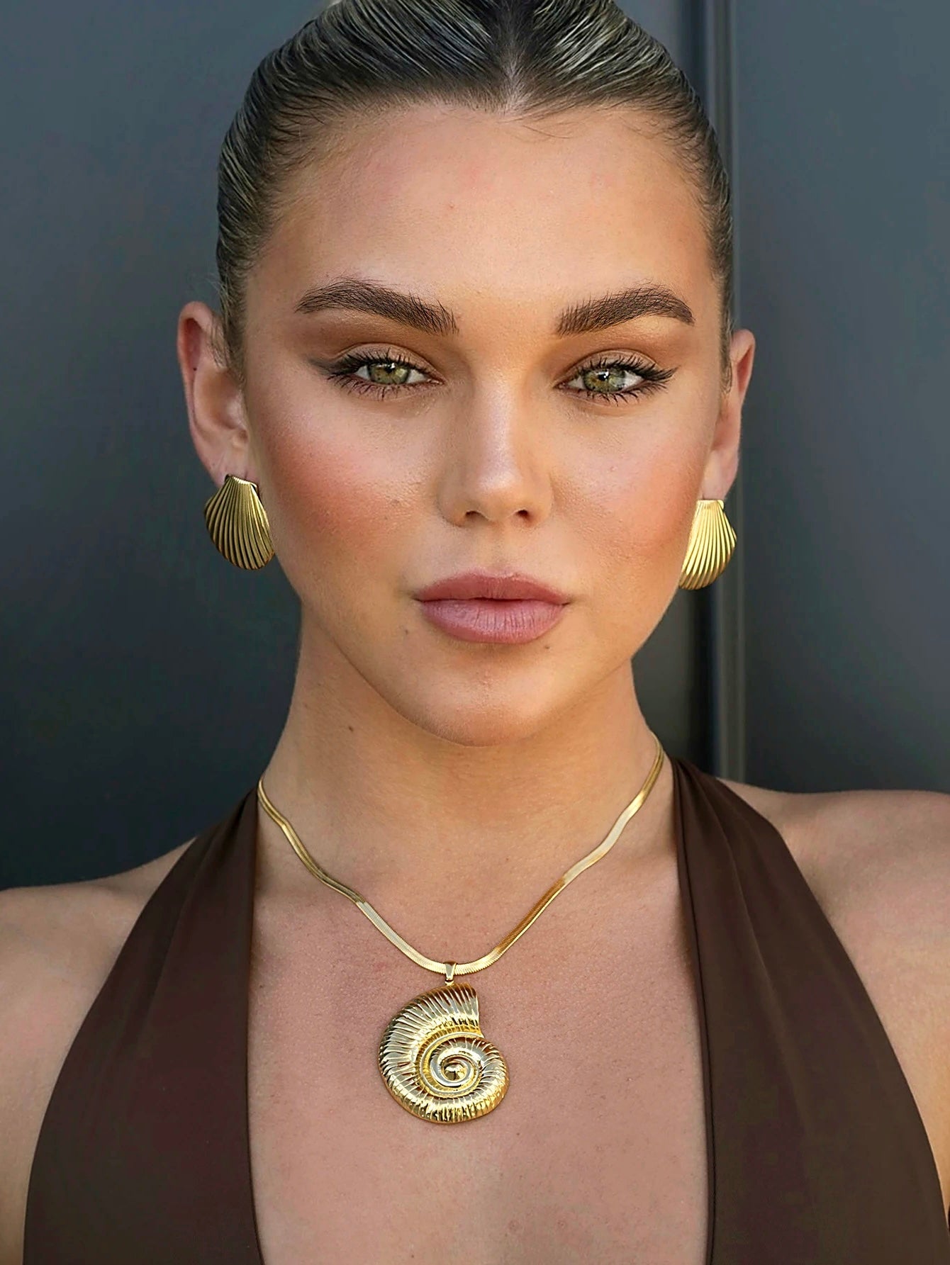 Gold Shell Statement Earrings