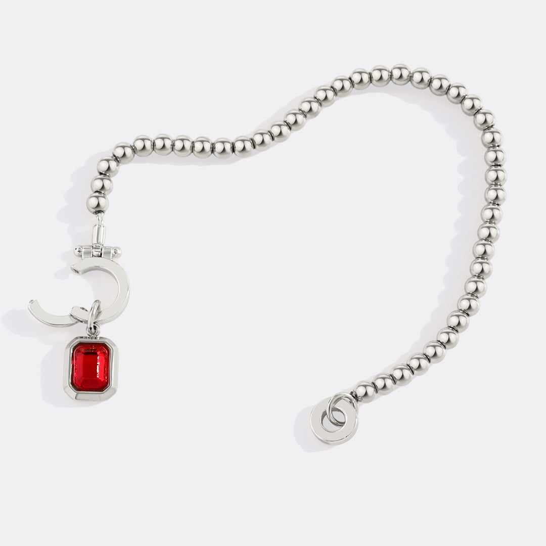 Mint Beaded Bracelet with Baguette Birthstone Charm