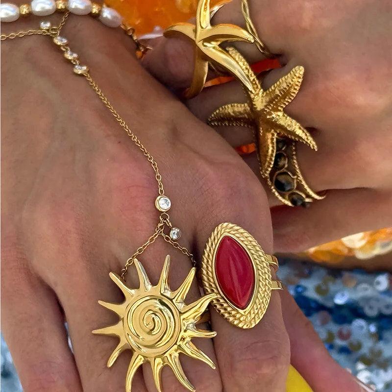 Bold Gold Sun Ring