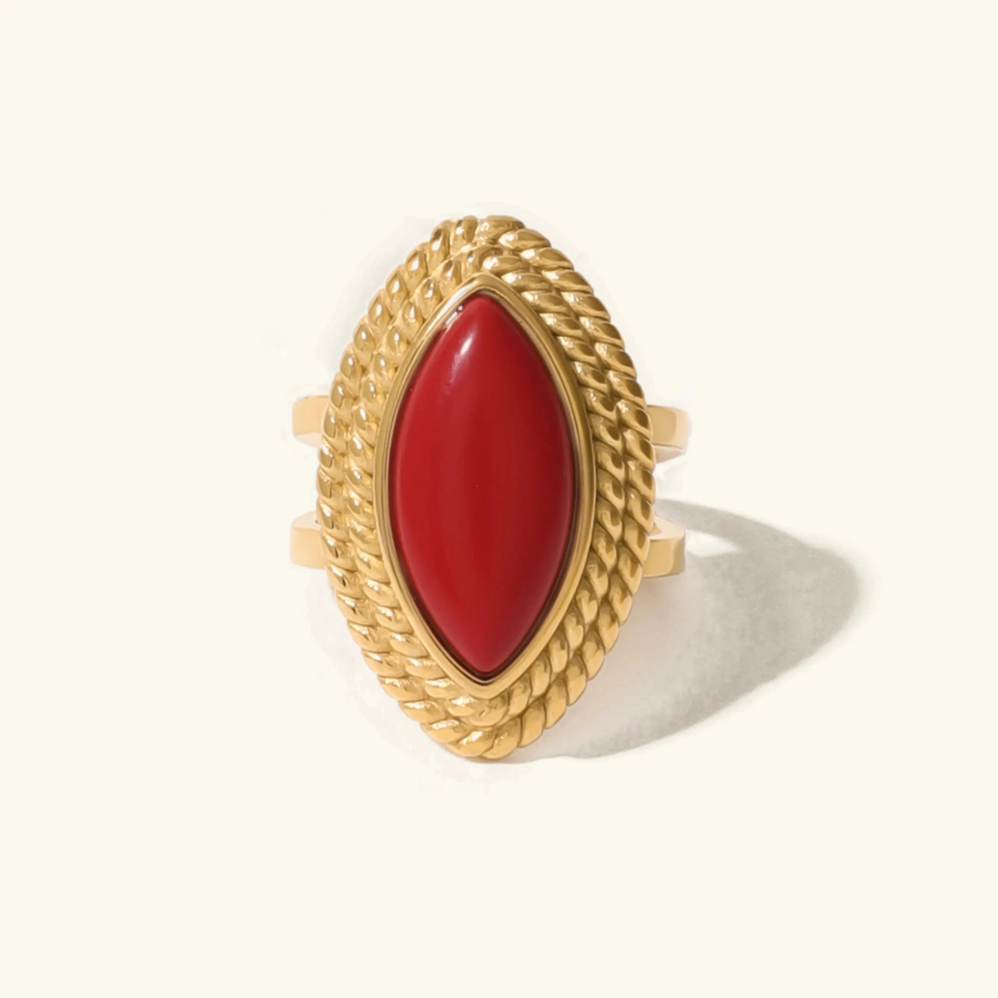 Bold Marquise Red Stone Statement Ring