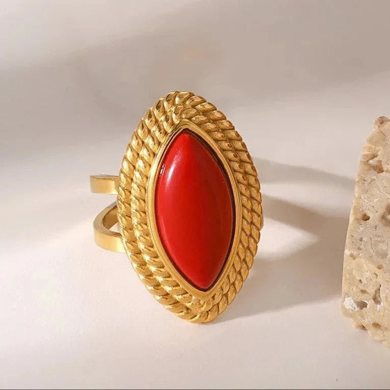 Bold Marquise Red Stone Statement Ring