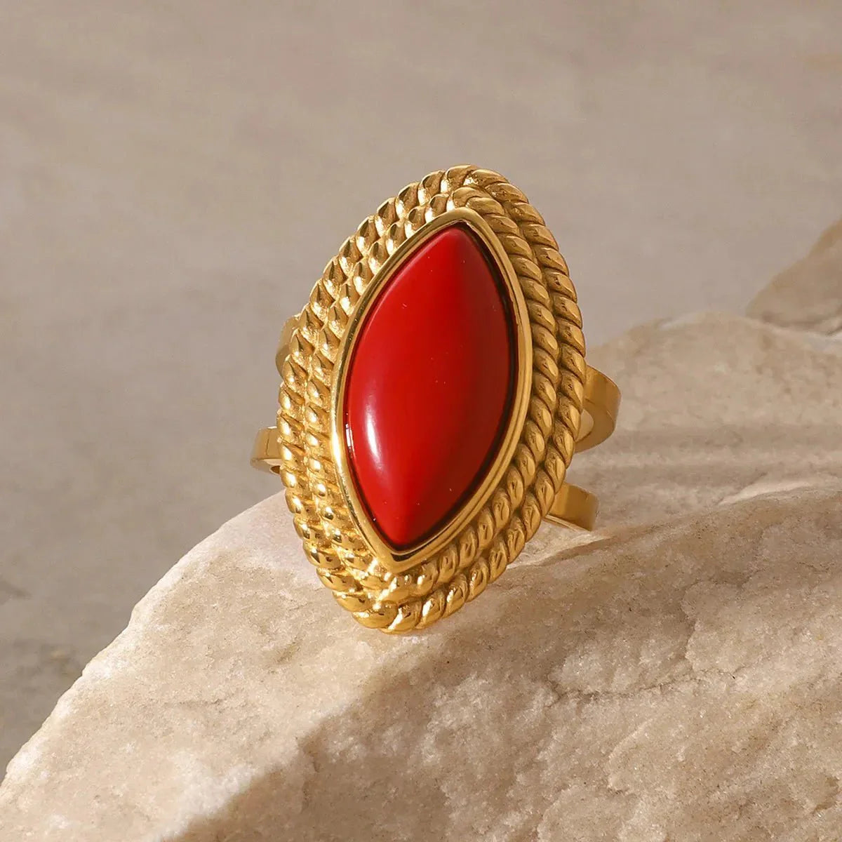 Bold Marquise Red Stone Statement Ring