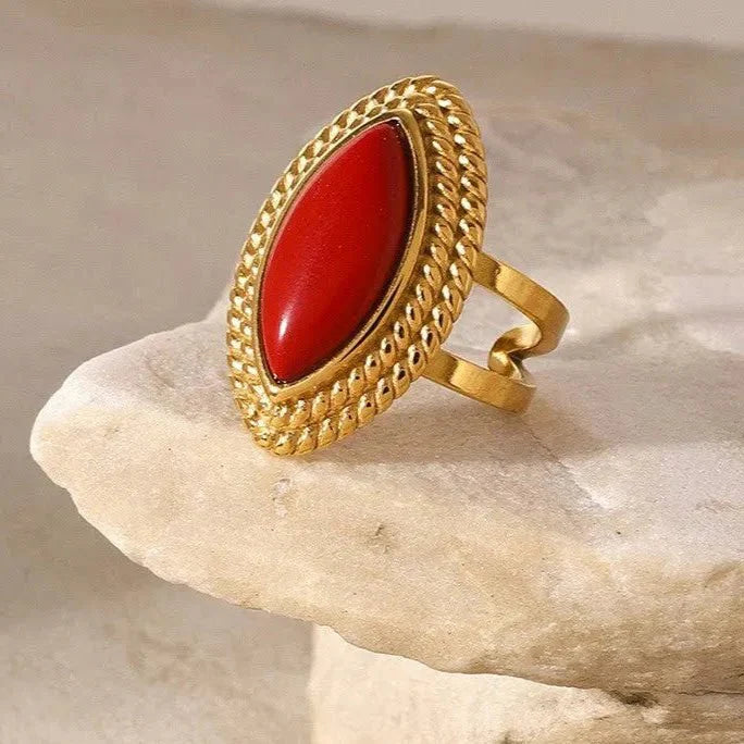 Bold Marquise Red Stone Statement Ring