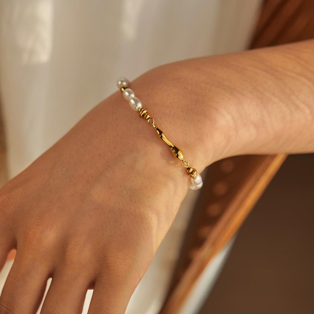 Gold Freshwater Pearl Bracelet