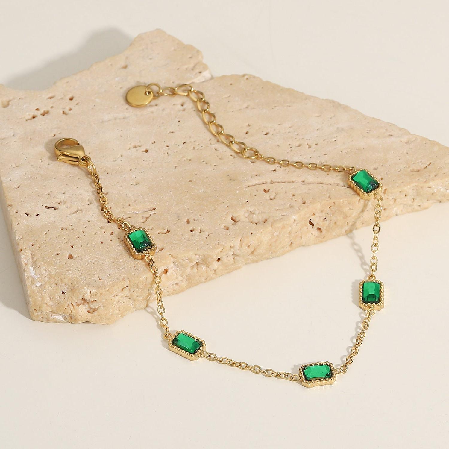 Gold Green Crystal Bracelet