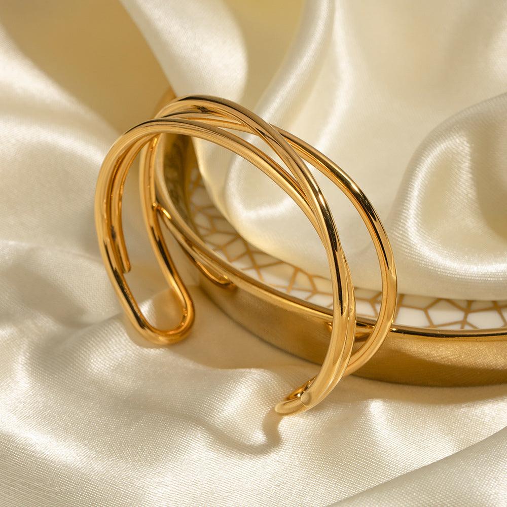 Gold Twist Open Cuff Bracelet