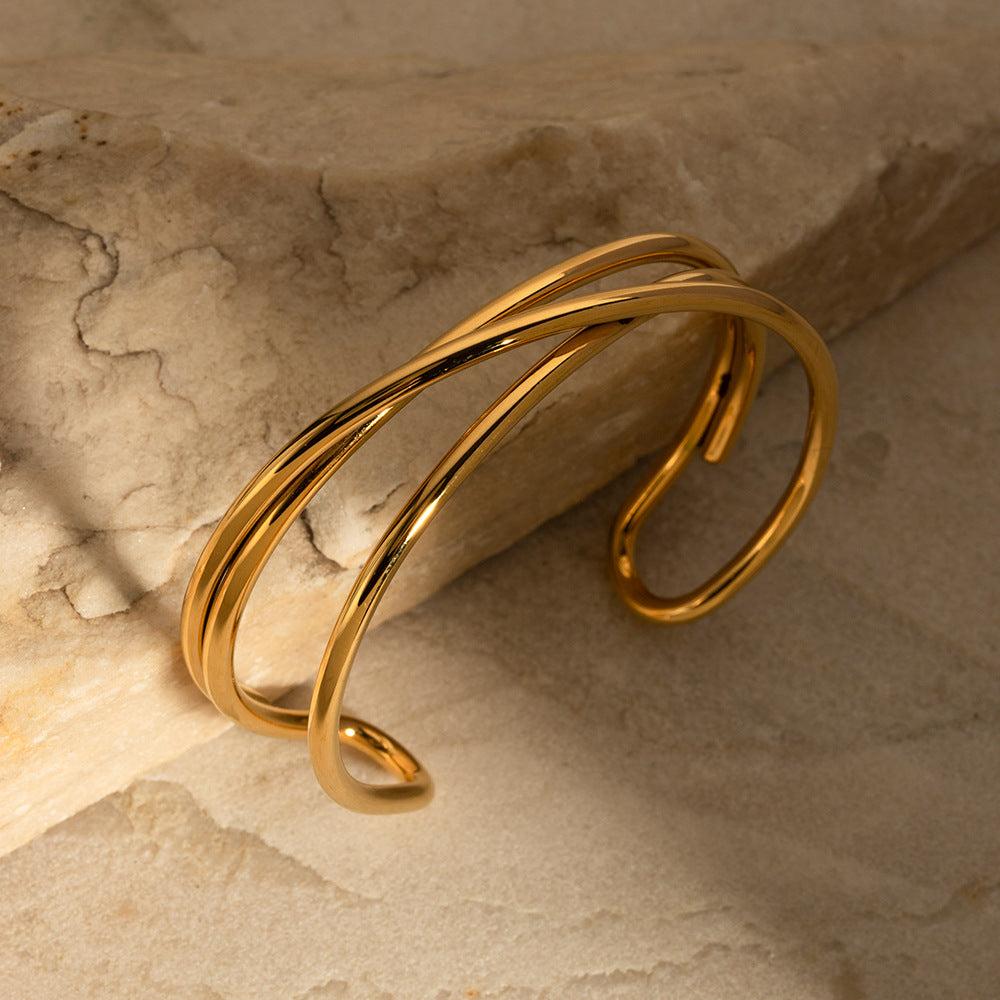 Gold Twist Open Cuff Bracelet