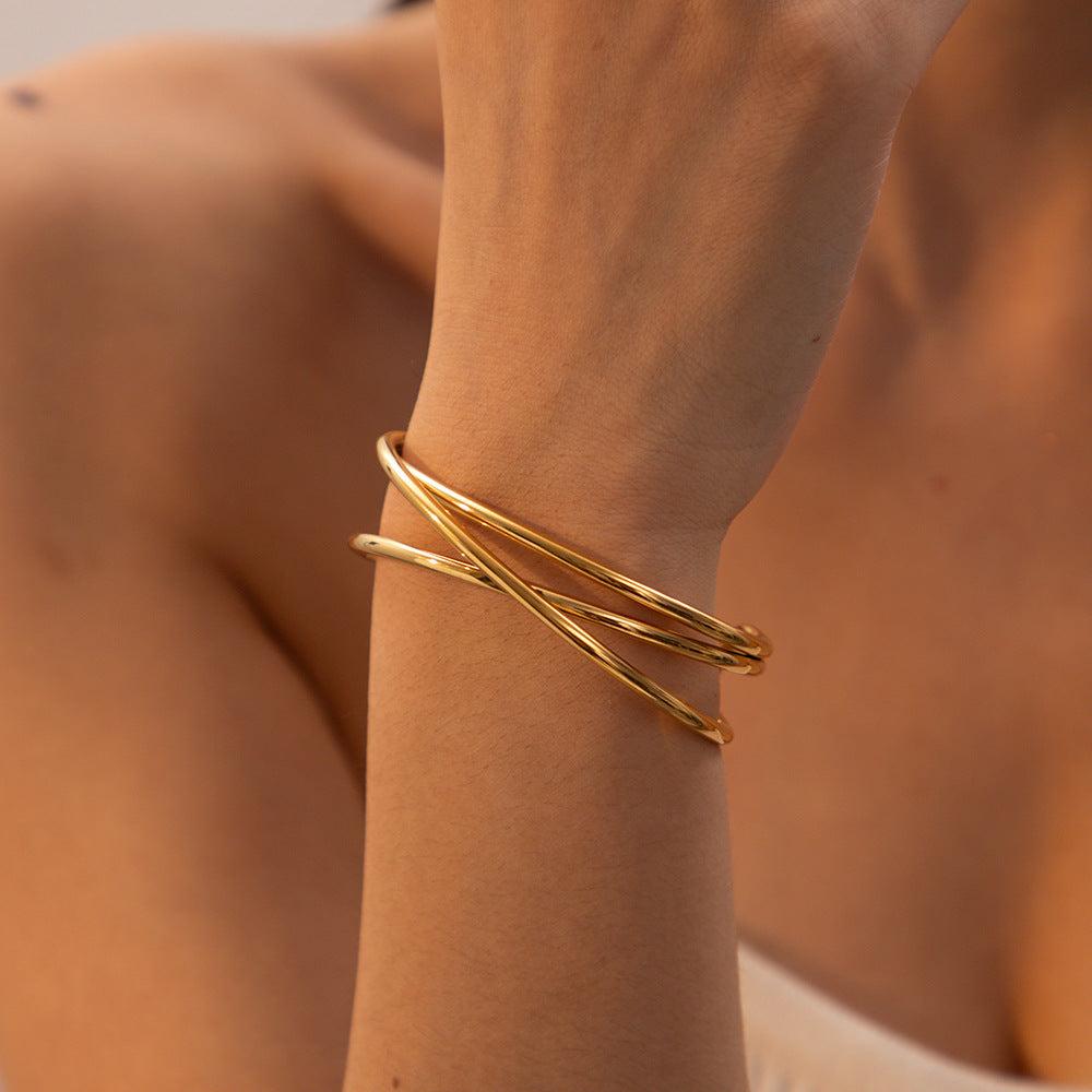 Gold Twist Open Cuff Bracelet
