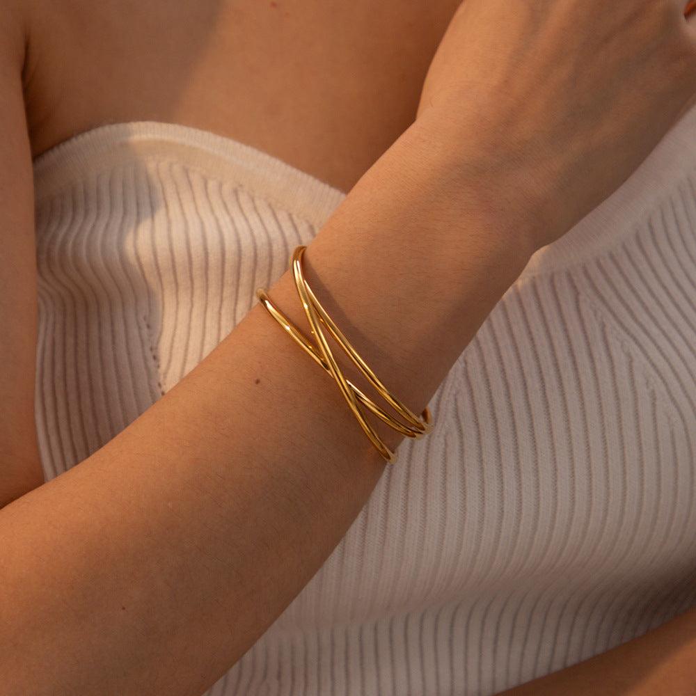 Gold Twist Open Cuff Bracelet