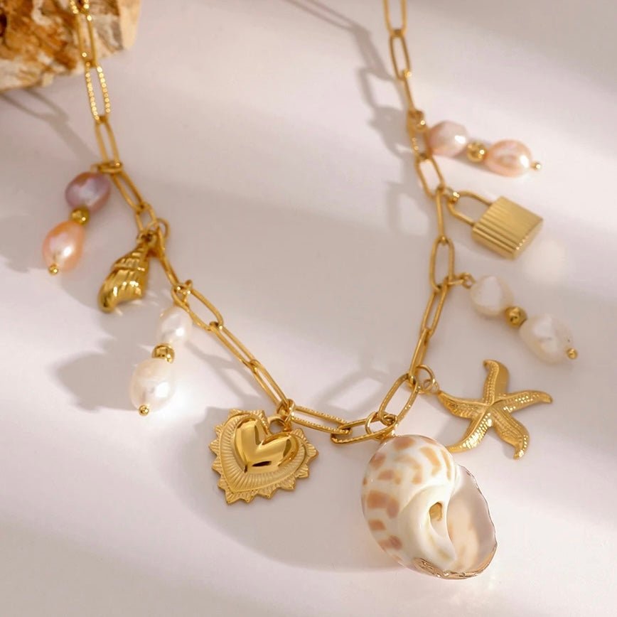 Golden Shell Charm Necklace