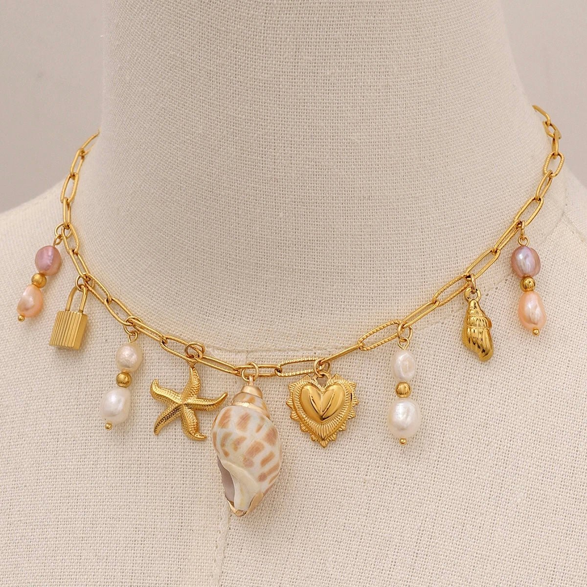 Golden Shell Charm Necklace