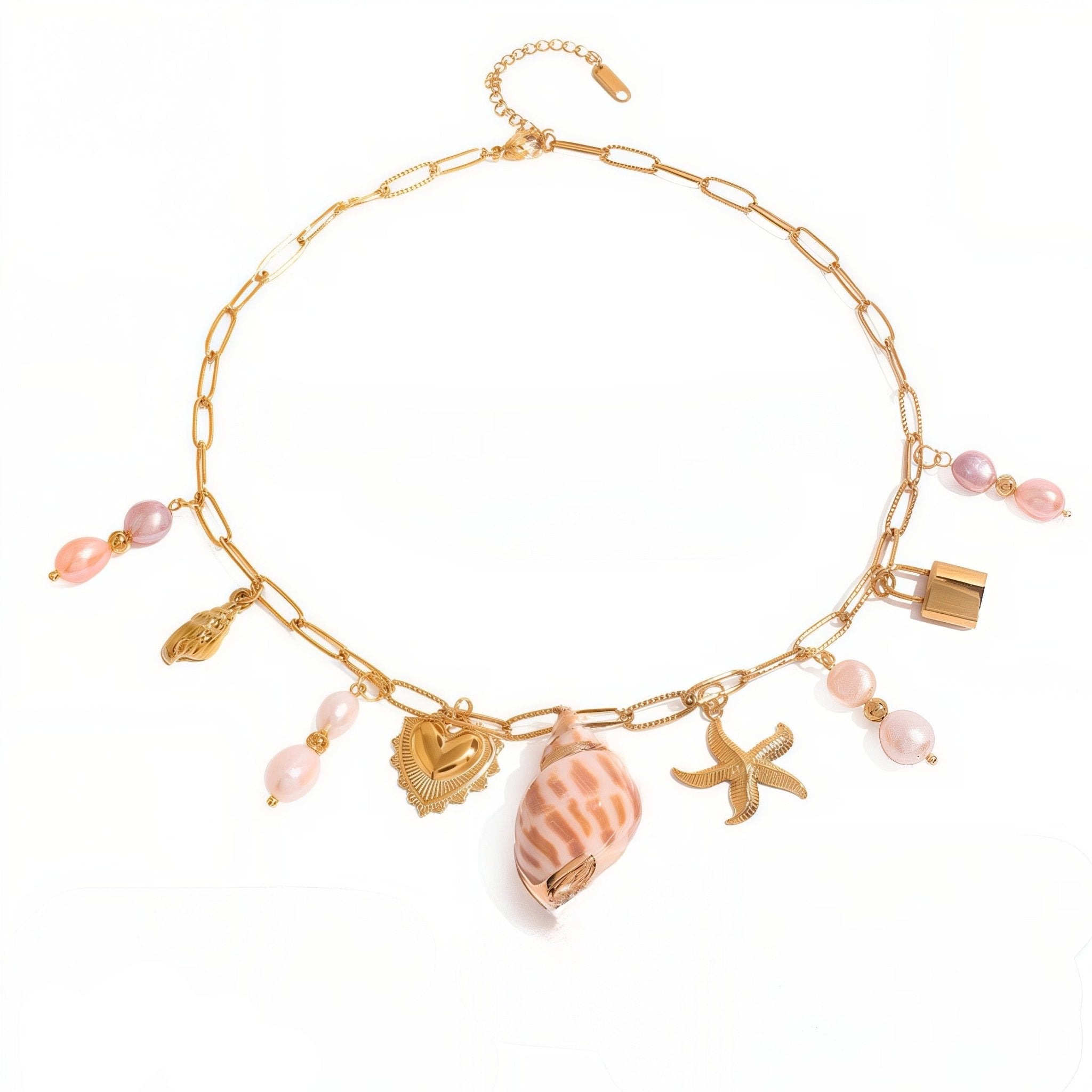 Golden Shell Charm Necklace