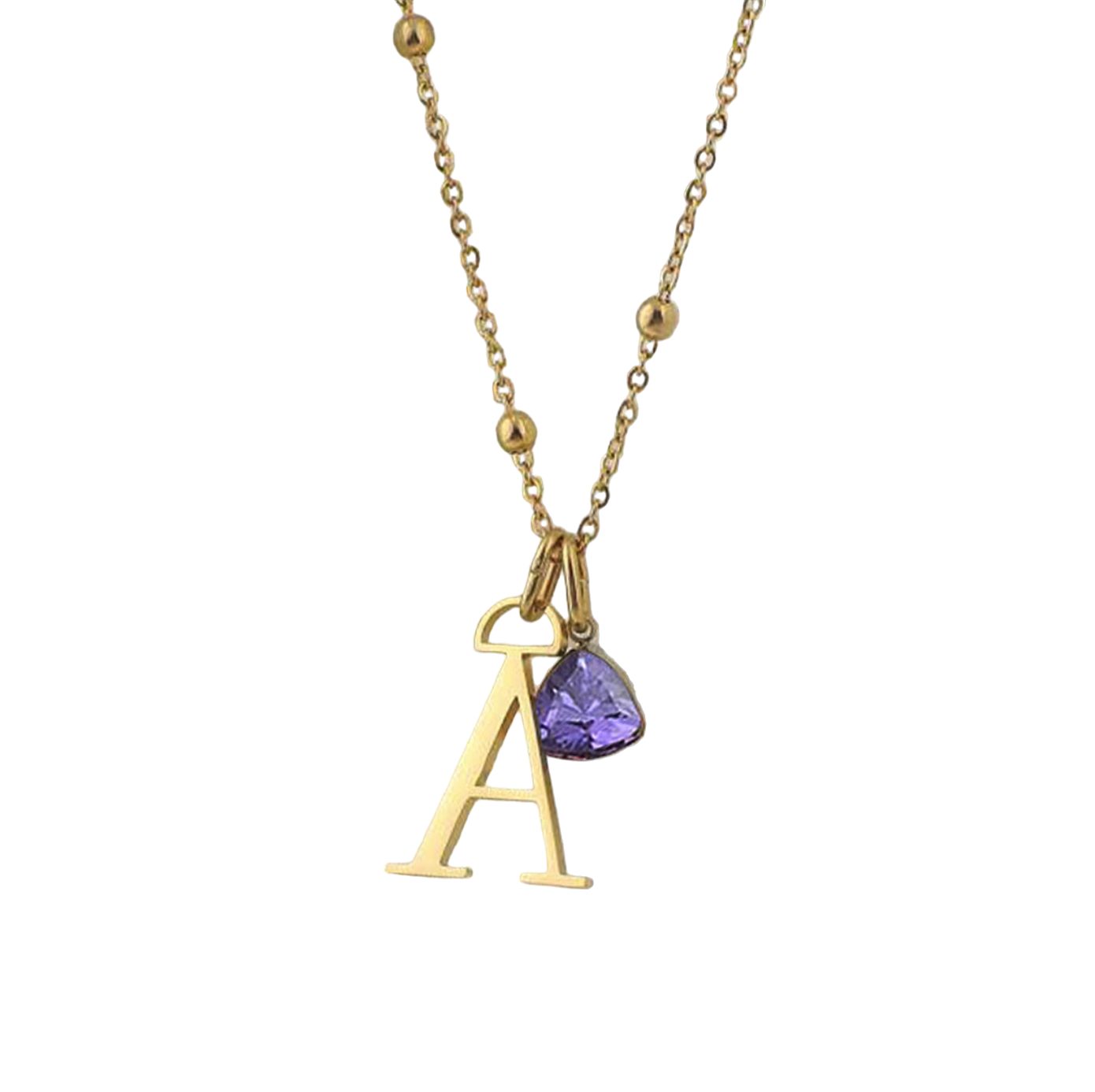 Droplet Birthstone & Initial Necklace