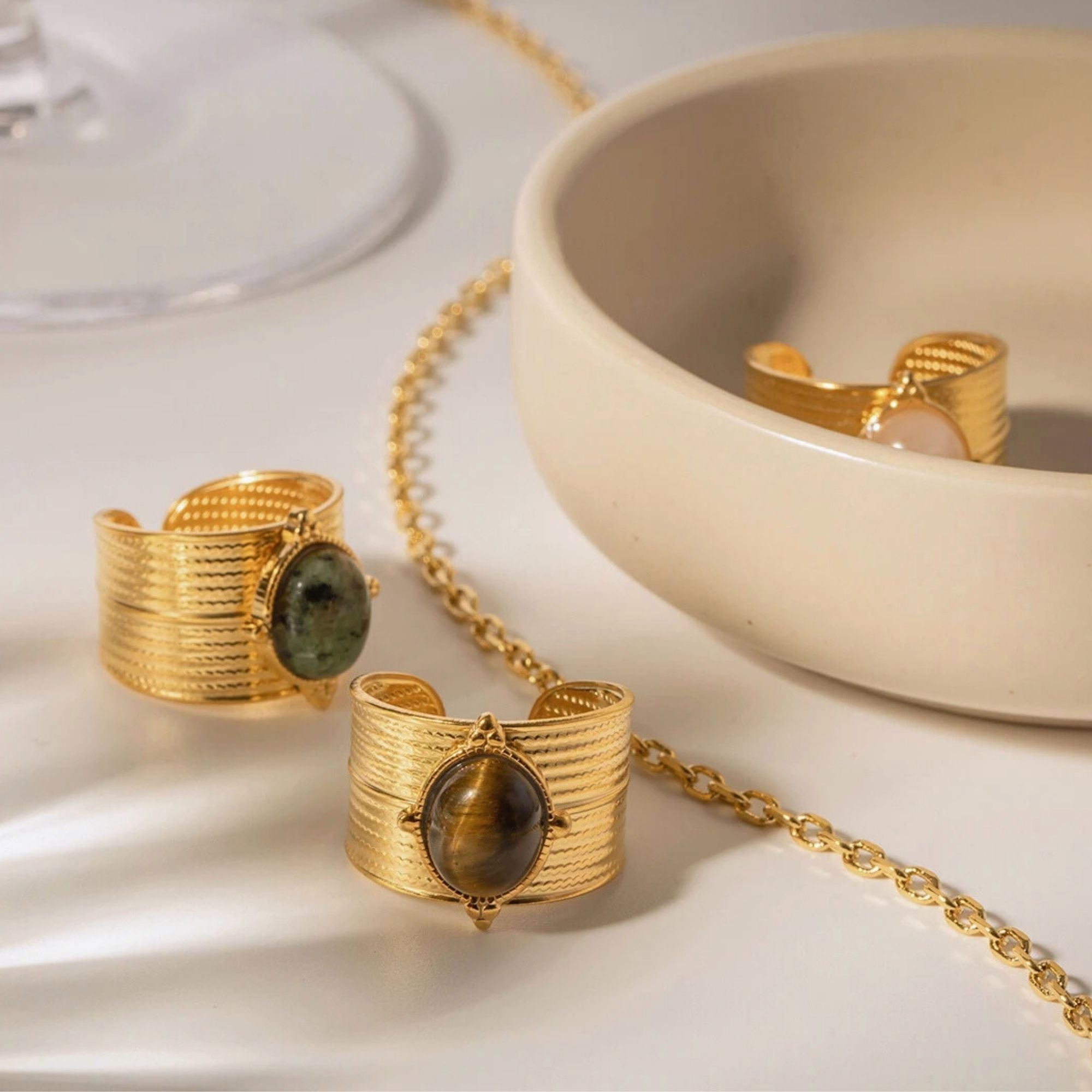 Adjustable Gemstone Cuff Ring