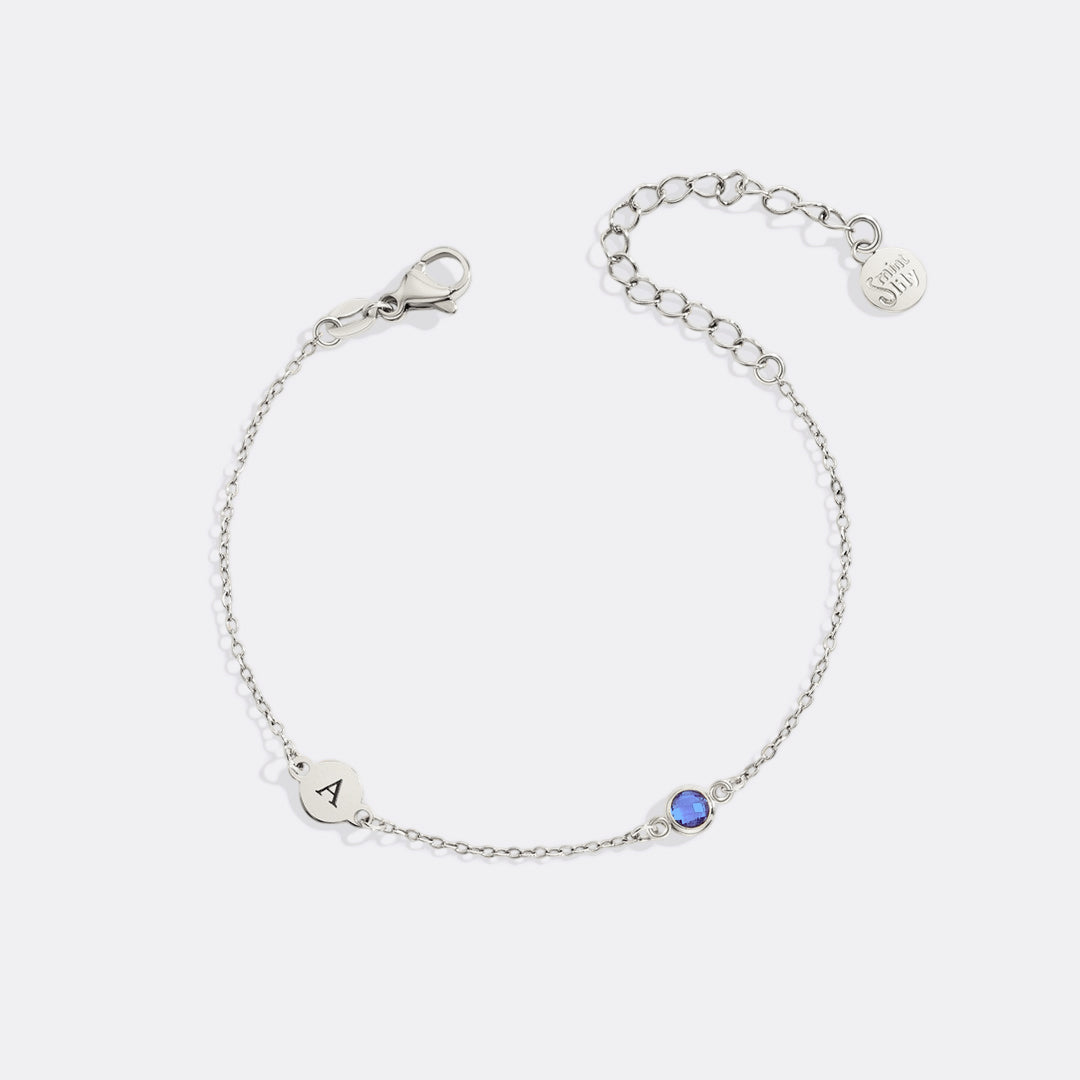 Dainty Initial and Birthstone Bracelet