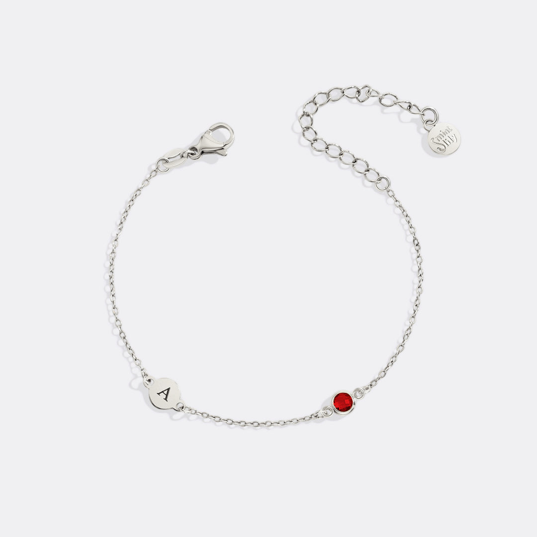 Dainty Initial and Birthstone Bracelet