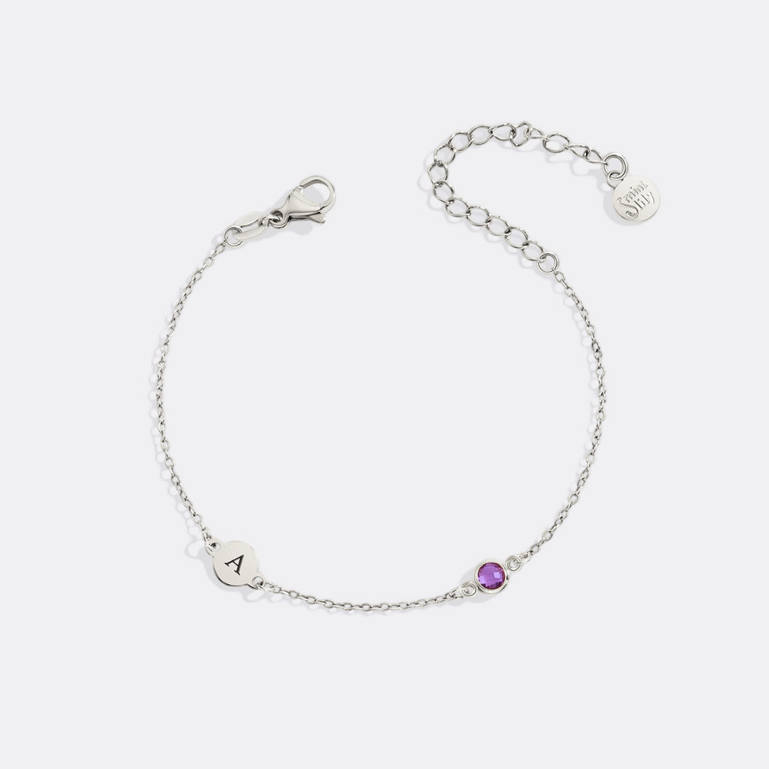 Dainty Initial and Birthstone Bracelet