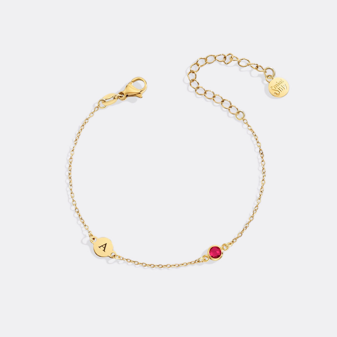 Dainty Initial and Birthstone Bracelet
