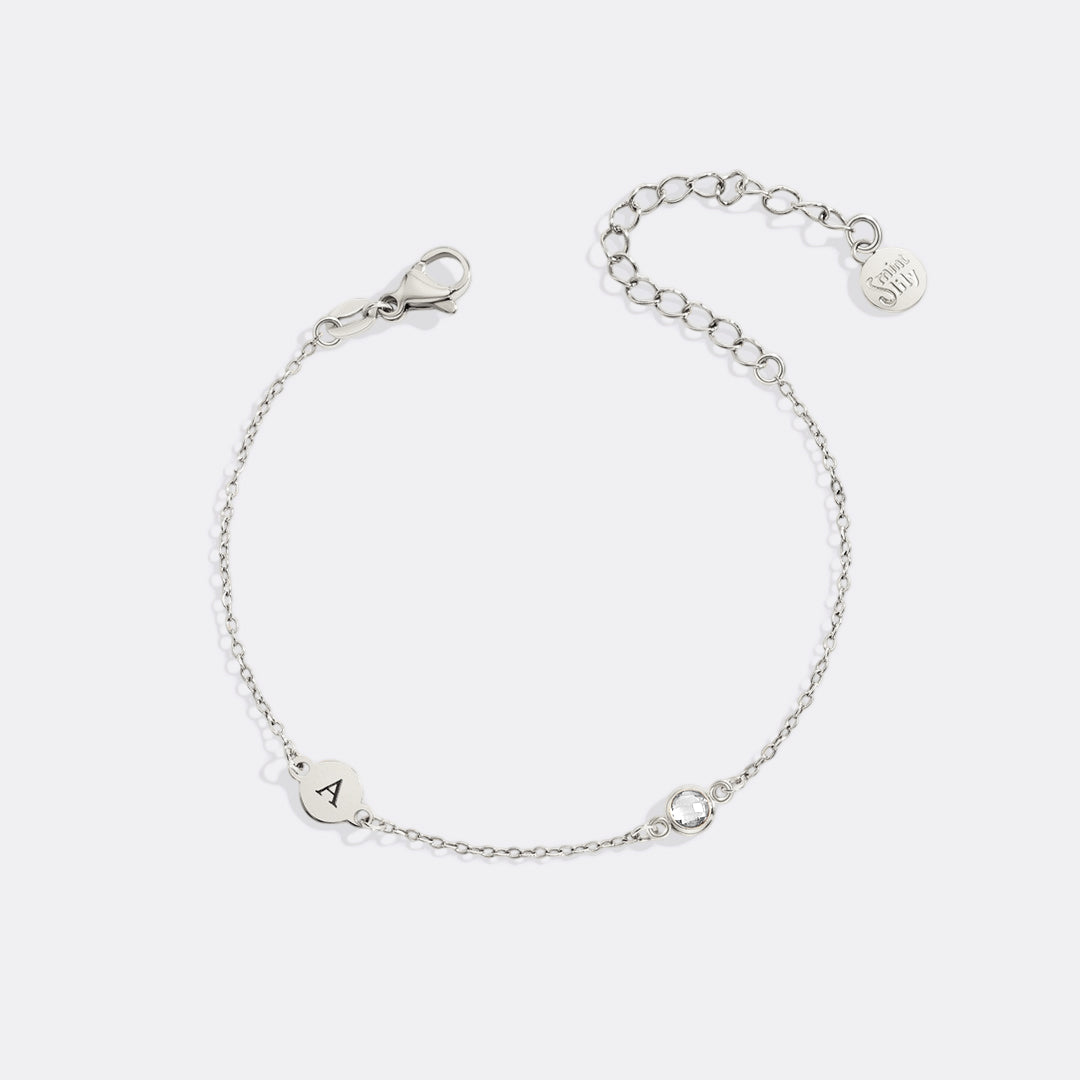 Dainty Initial and Birthstone Bracelet