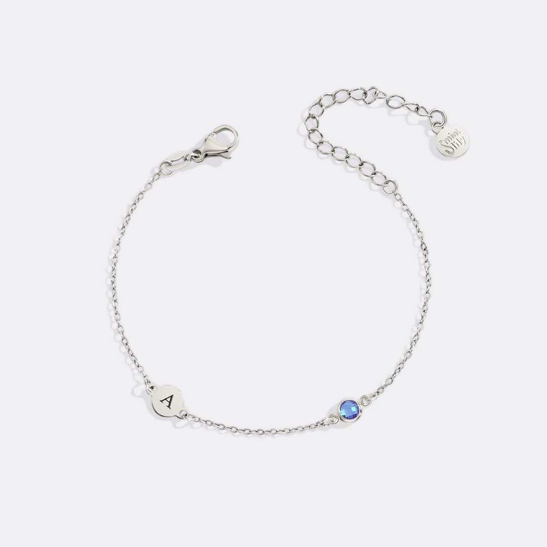 Dainty Initial and Birthstone Bracelet