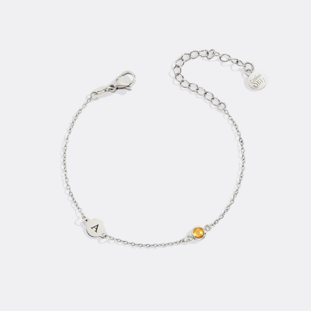 Dainty Initial and Birthstone Bracelet